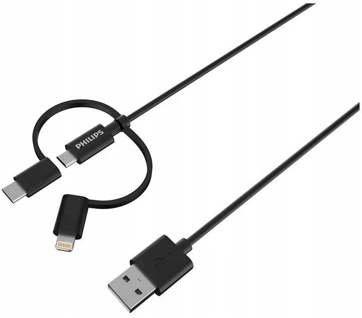 Kabel Philips 3 w 1 Lightning Micro-USB USB-C do iPhone, iPad, iPod