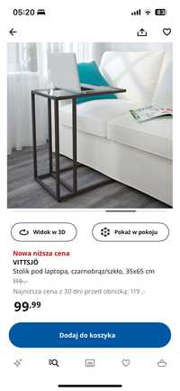 Stolik pod laptopa 35x65 ikea vittsjo