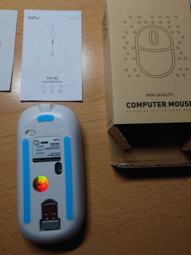 Mysz komputerowa bezprzewodowa wskaźnik naładowania akumulatora BT 5.0