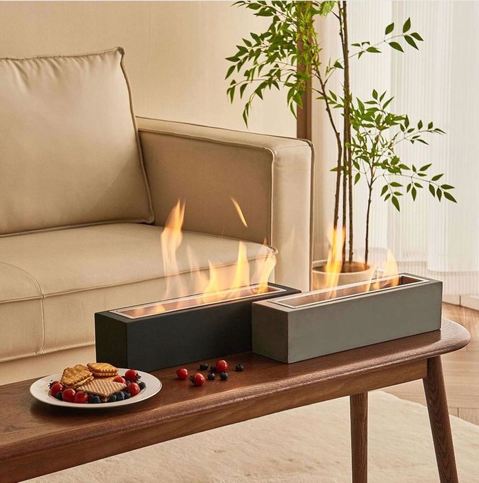 Palenisko kominek stołowy Biokominek wolnostojący 39x10cm Szary