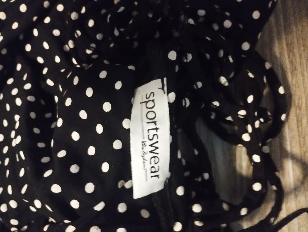 Elastyczna sukienka w grochy, czarna w białe kropki, r. Oversize, 9XL