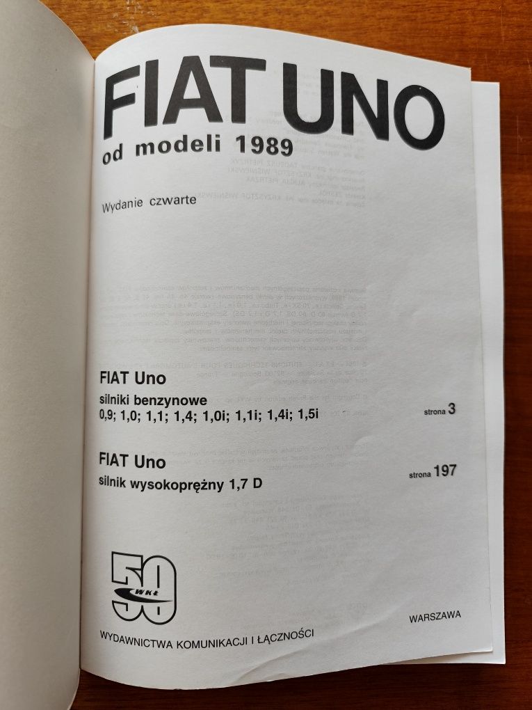 Fiat Uno od modeli 1989 Opis demontażu, naprawy i montażu części 1999