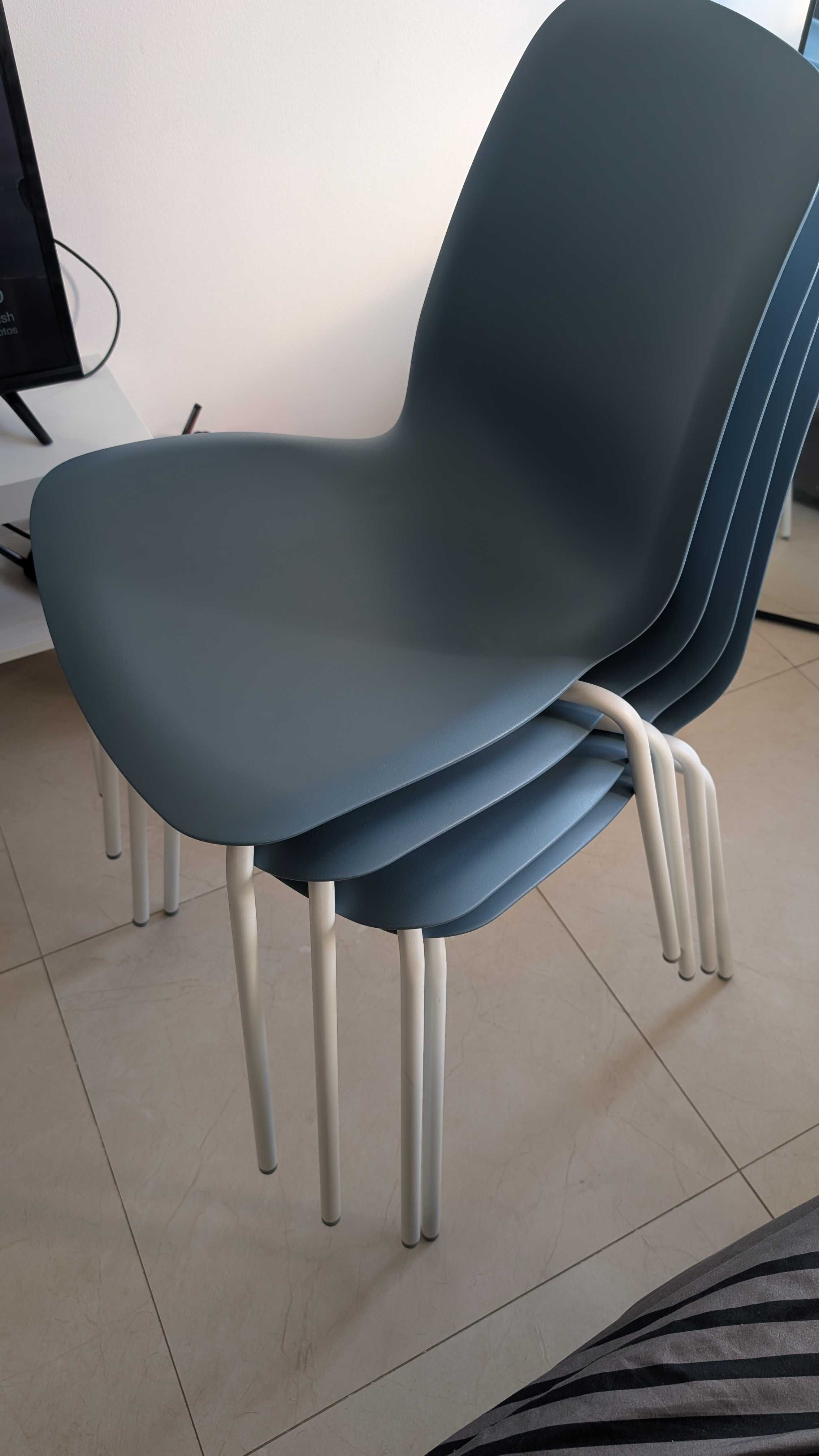 Conjunto 4 cadeiras azul/branco IKEA LIDÅS