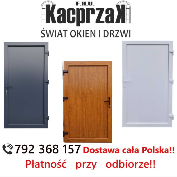 Drzwi Zewnętrzne 100x210 PCV KacprzaK Złoty dąb Lewe i Prawe