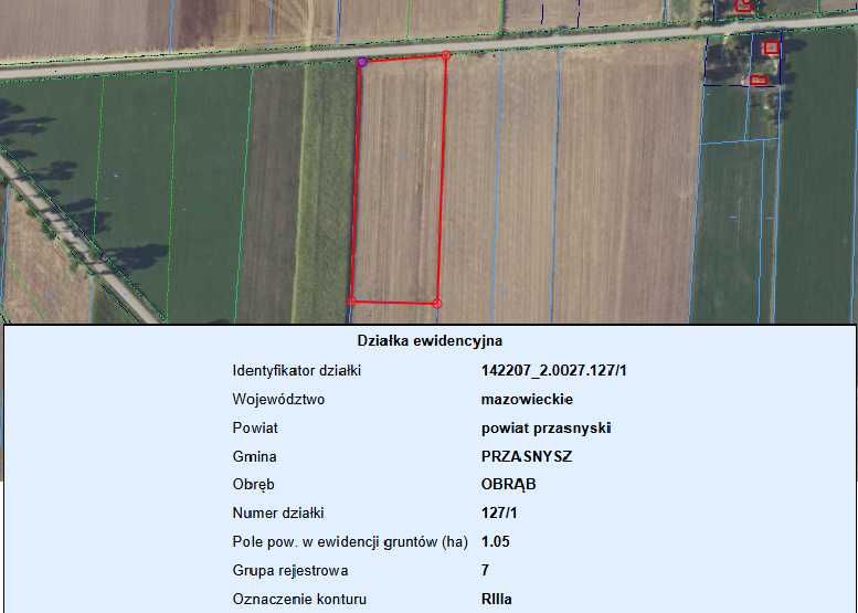 Grunt rolny 1,05 ha