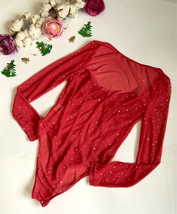 Боді Оксамитове. Сітка. Блискітки. Новорічне. Сток. M розмір