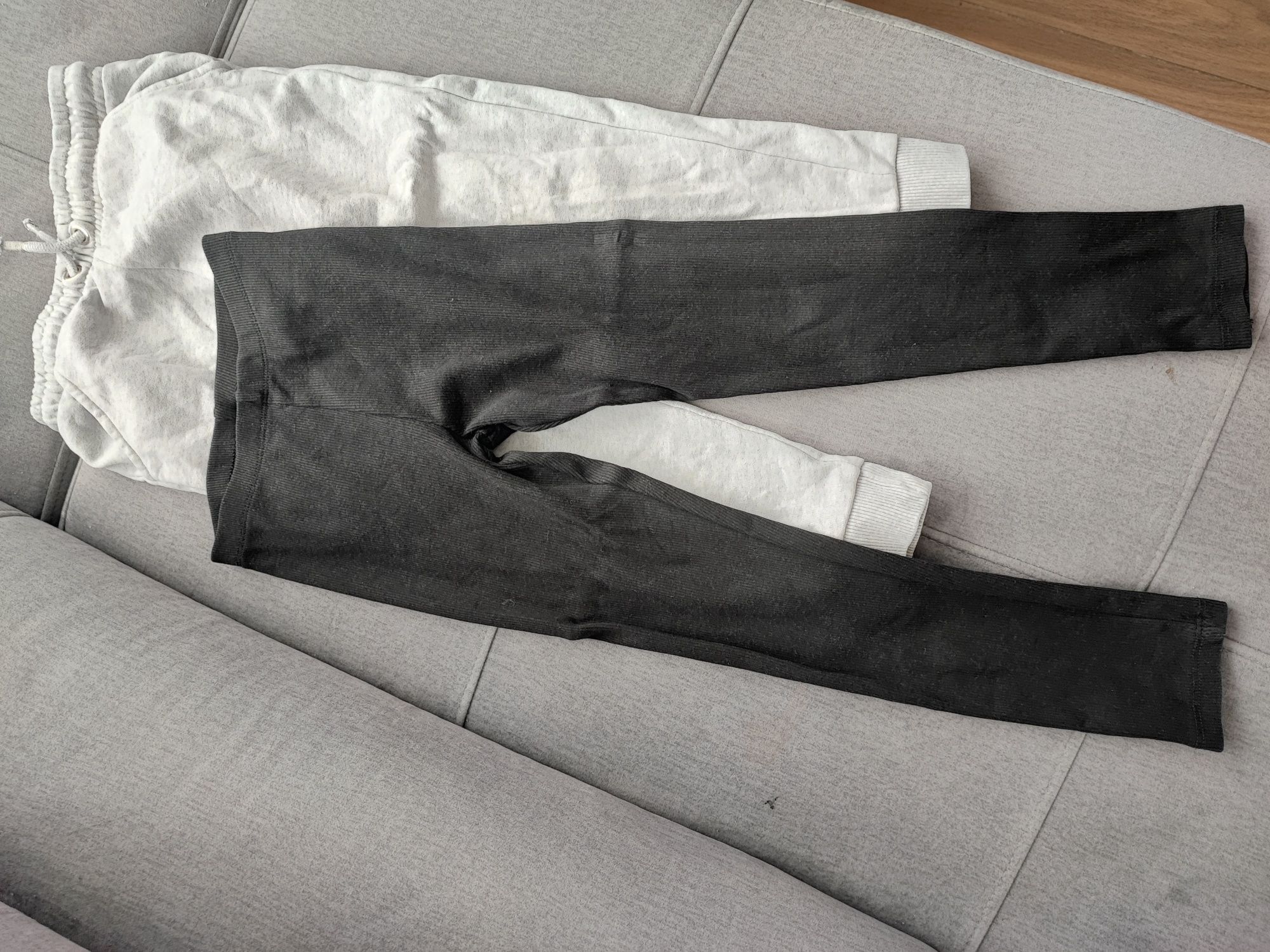 Dwupak szare dresy next dziewczynka 122 h&m legginsy prążek czarne