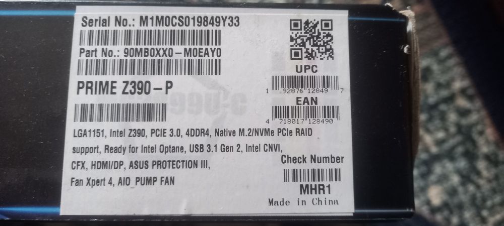 Материнська плата Asus z390-p з процесором i7 9700k