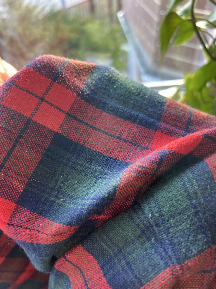 Spódnica midi szkocka krata true wintage wełna len hand made retro