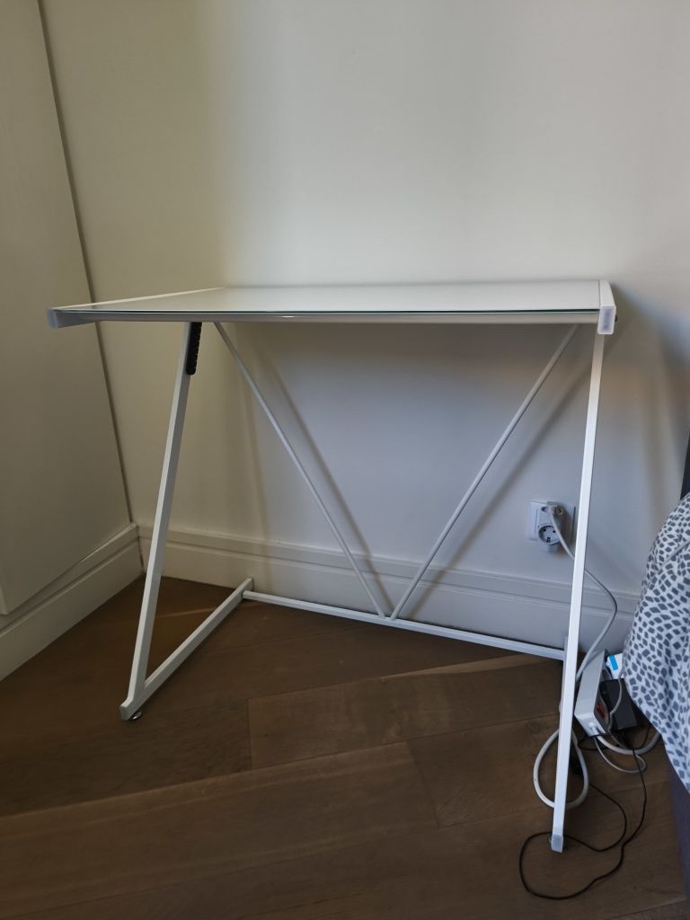 Mesa Secretária Semi-Nova Vidro Temperado
