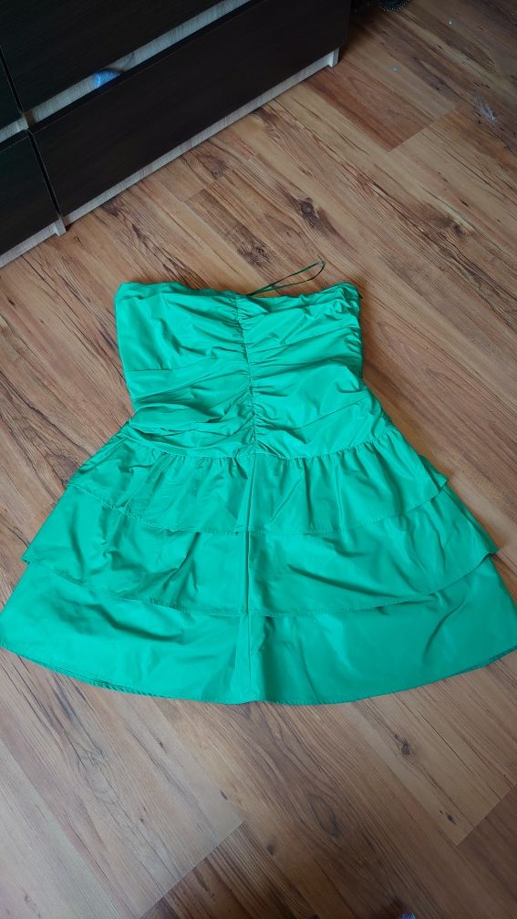 Sukienka Esprit koktajlowa xl zielona bez ramiączek