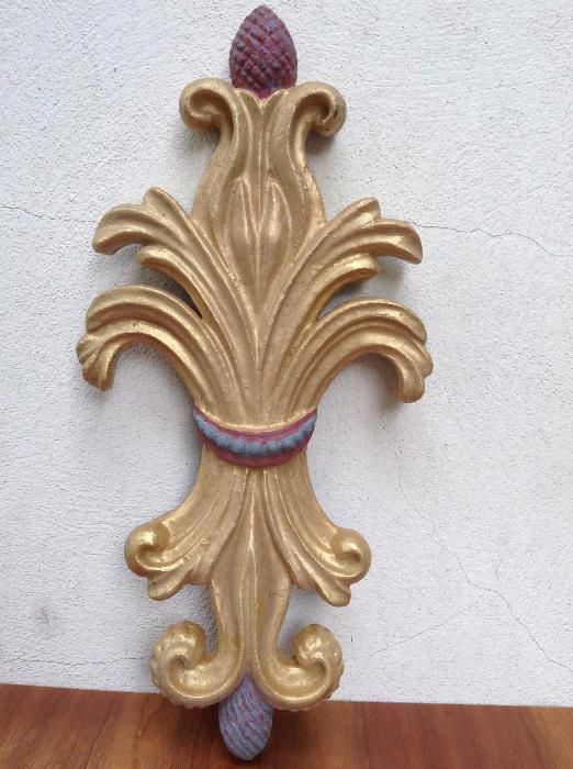 Talha em madeira, dourado e pintura, ideal p/ decoração