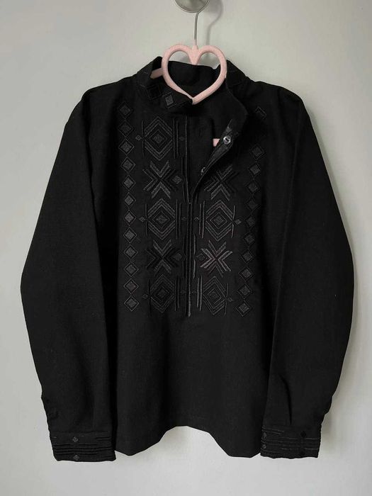 Вишиванка дитяча для хлопчика чорна по чорному льон стильна сорочка