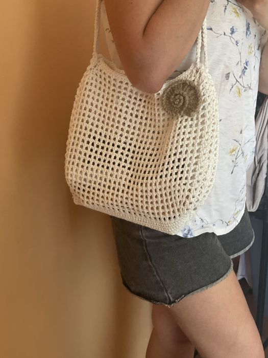 Торба пляжна сумка макраме вязана сітка