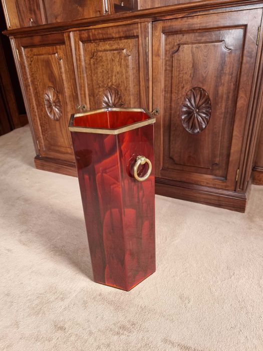 Suporte de Chapéus-de-Chuva Vintage em Acrílico Vermelho Marmoreado