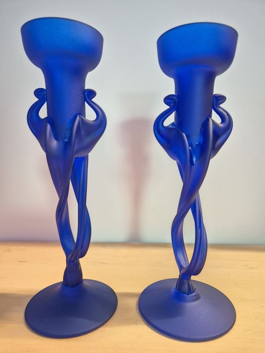 Świecznik Makora Krosno szkło artystyczne lata 80