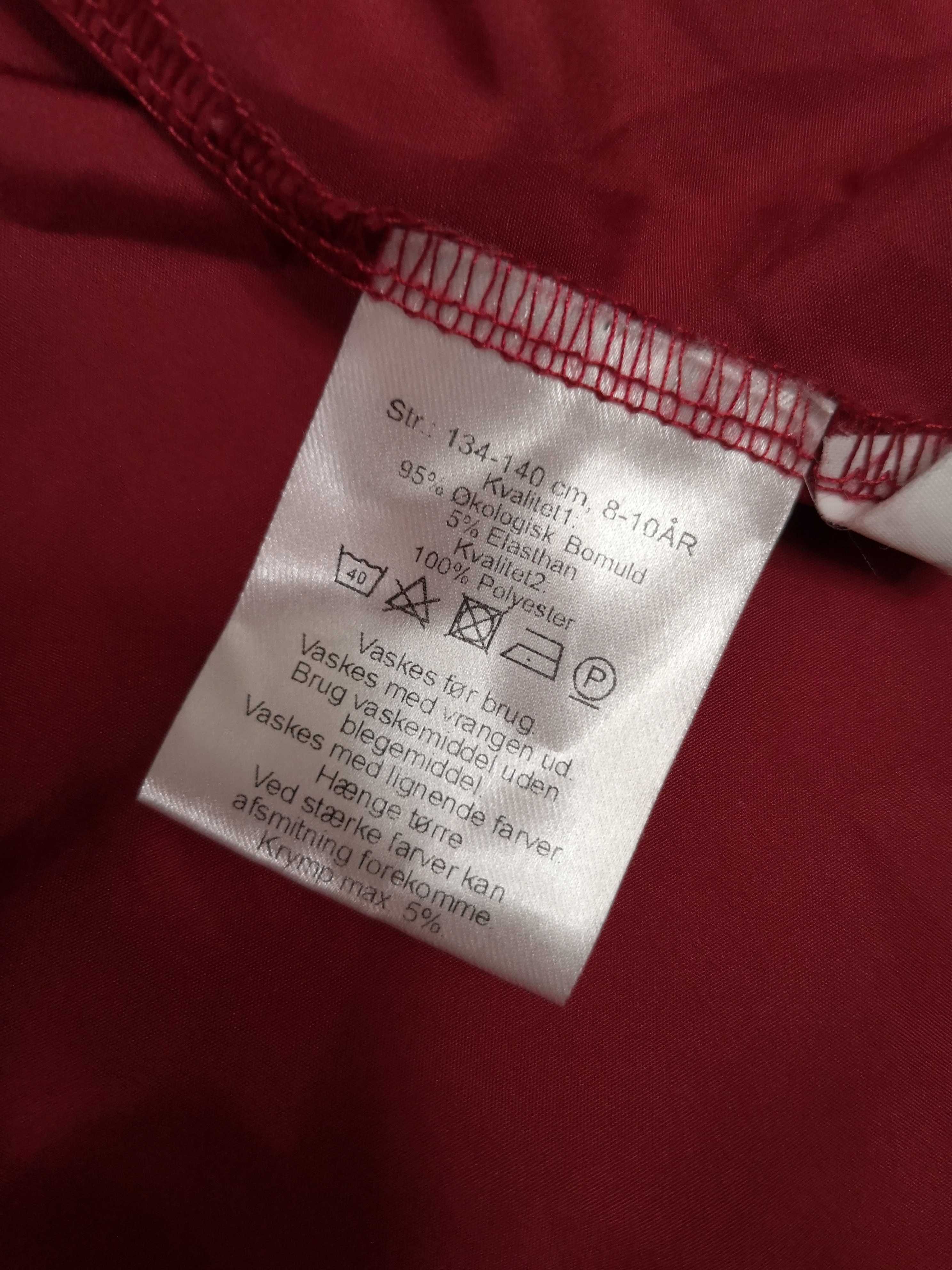Wiśniowa elegancka tiulowa sukienka w kropki VRS 134 - 140 jak nowa