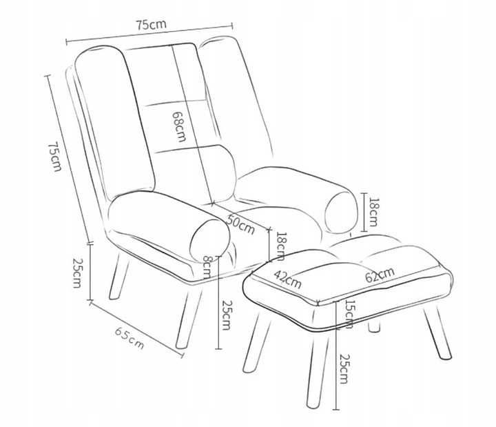 Fotel Uszak Skandynawski z Regulowanym Oparciem + podnóżek GRATIS!