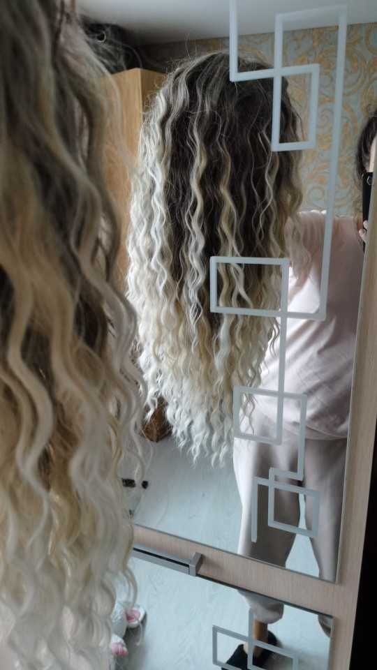 Nowa peruka afro loki blond silver ombre. MEGA LOOK
