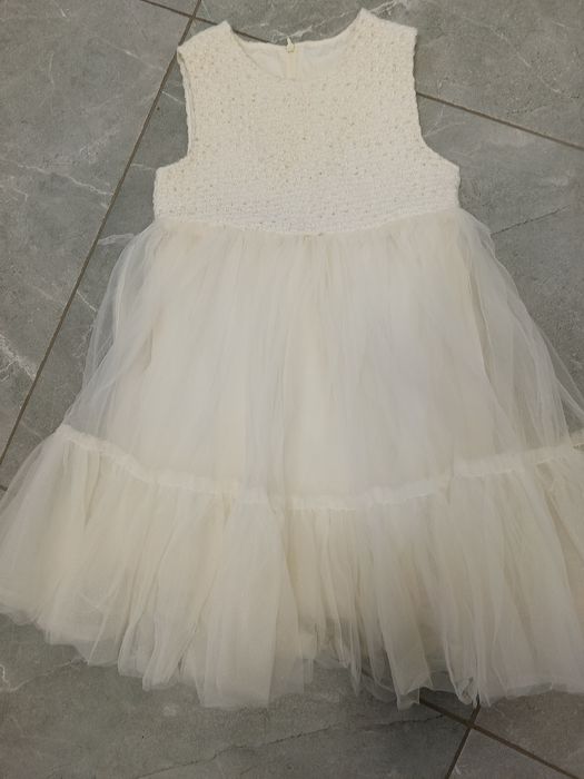 Комплект святковий піджак з комірцем і пишна фатинова сукня, 128-140