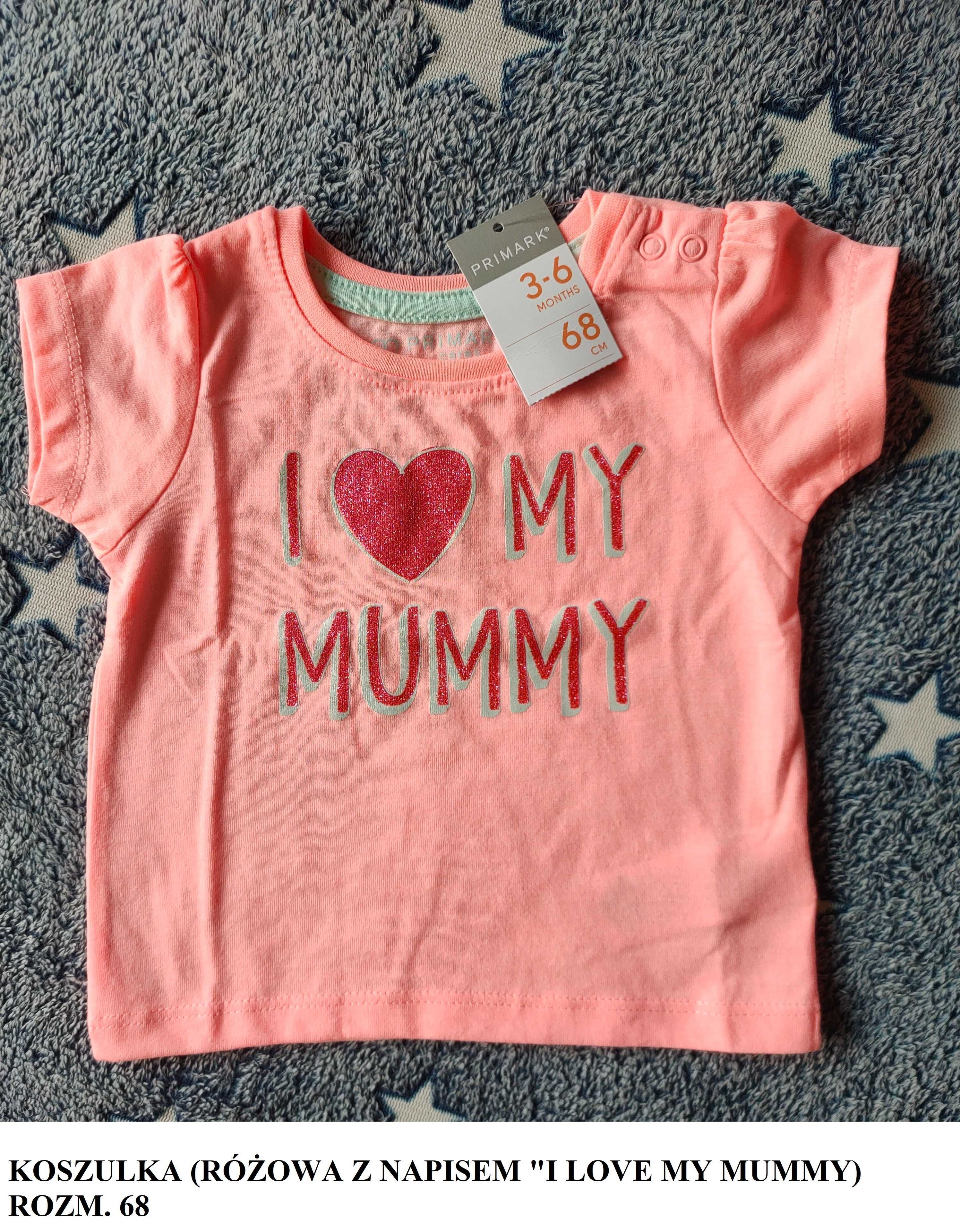 PRIMARK UK - koszulka - I < 3 MY MUMMY - nowa z metką, rozm. 68