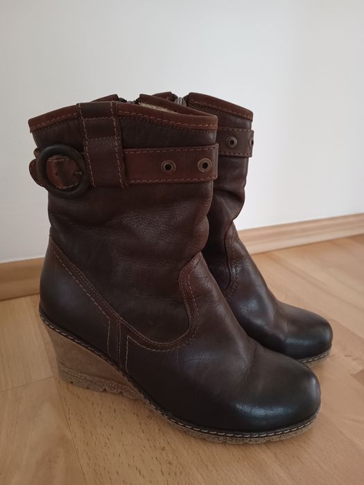 Kozaki botki, skóra naturalna, rozm. 38, ocieplone stan idealny