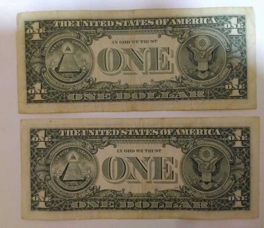Купюра 1 доллар США 1988;года. Затертая