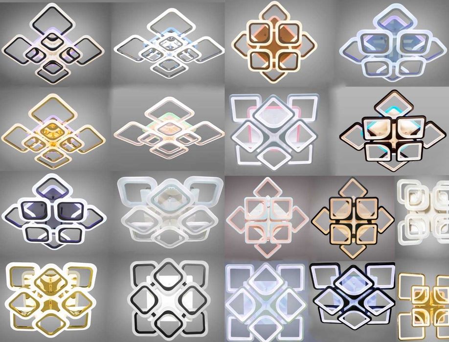 светодиодная люстра светильник ромбы квадраты  лед с пультом диммер