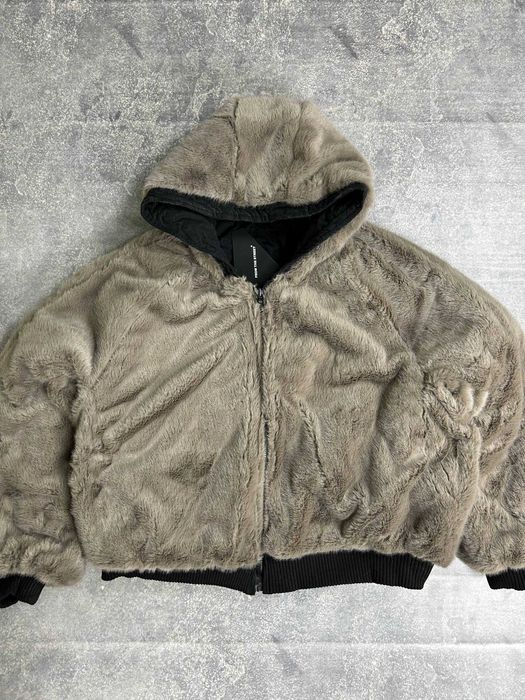 Бомбер двосторонній чорний с хутром дутый куртка курточка мех MA-1