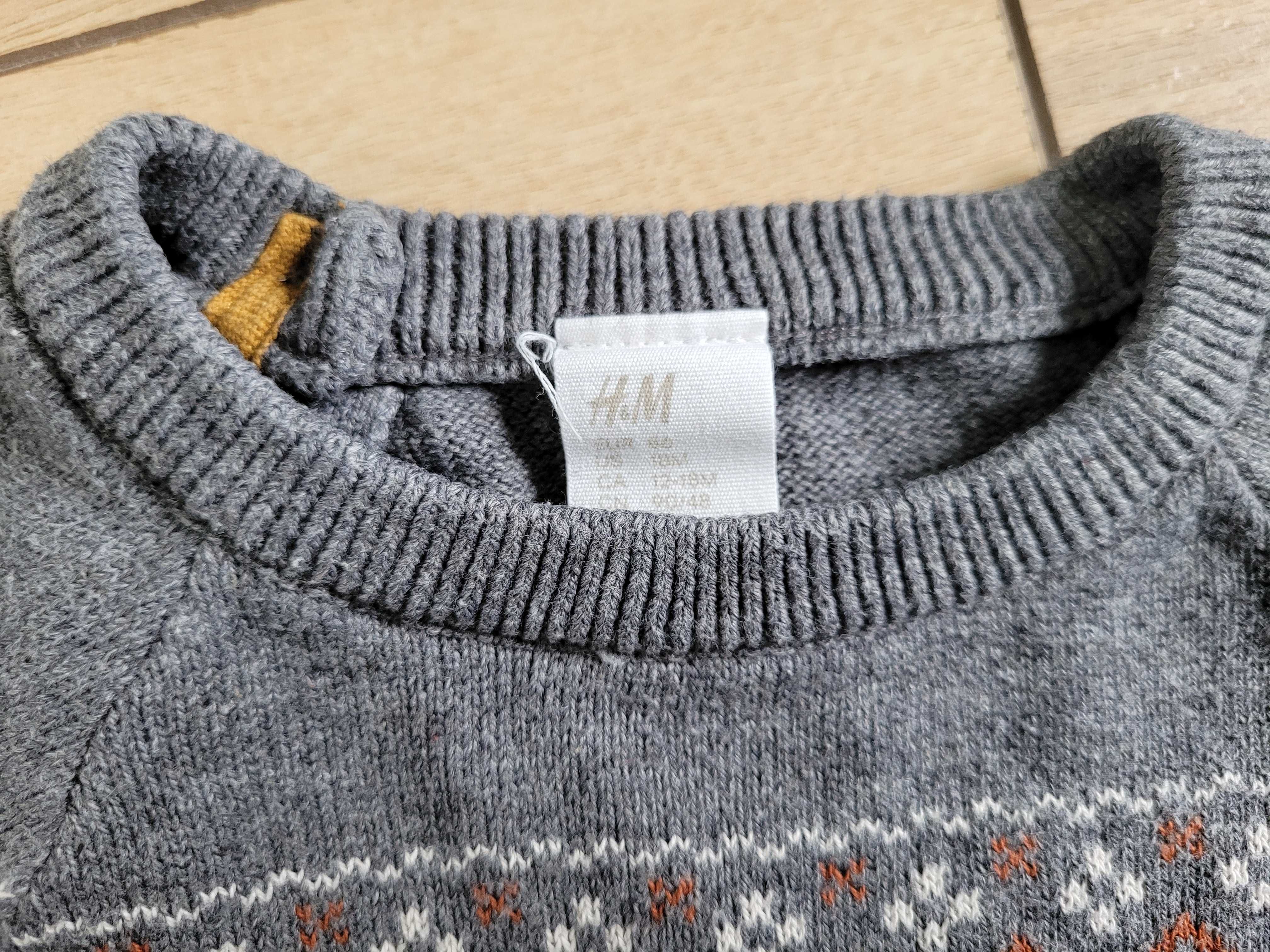 Sweter H&M 86 12-18 bawełna 1+1 gratis niemowlęce chłopięce 2szt