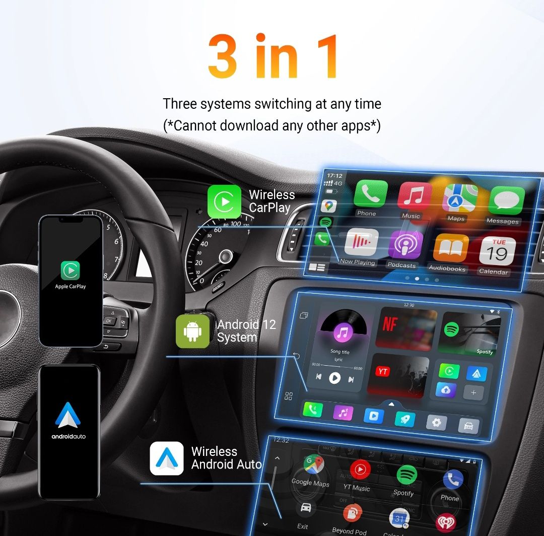 OTTOCAST Play2Video Pro Adaptador Carplay Android Auto  SEM FIOS novo