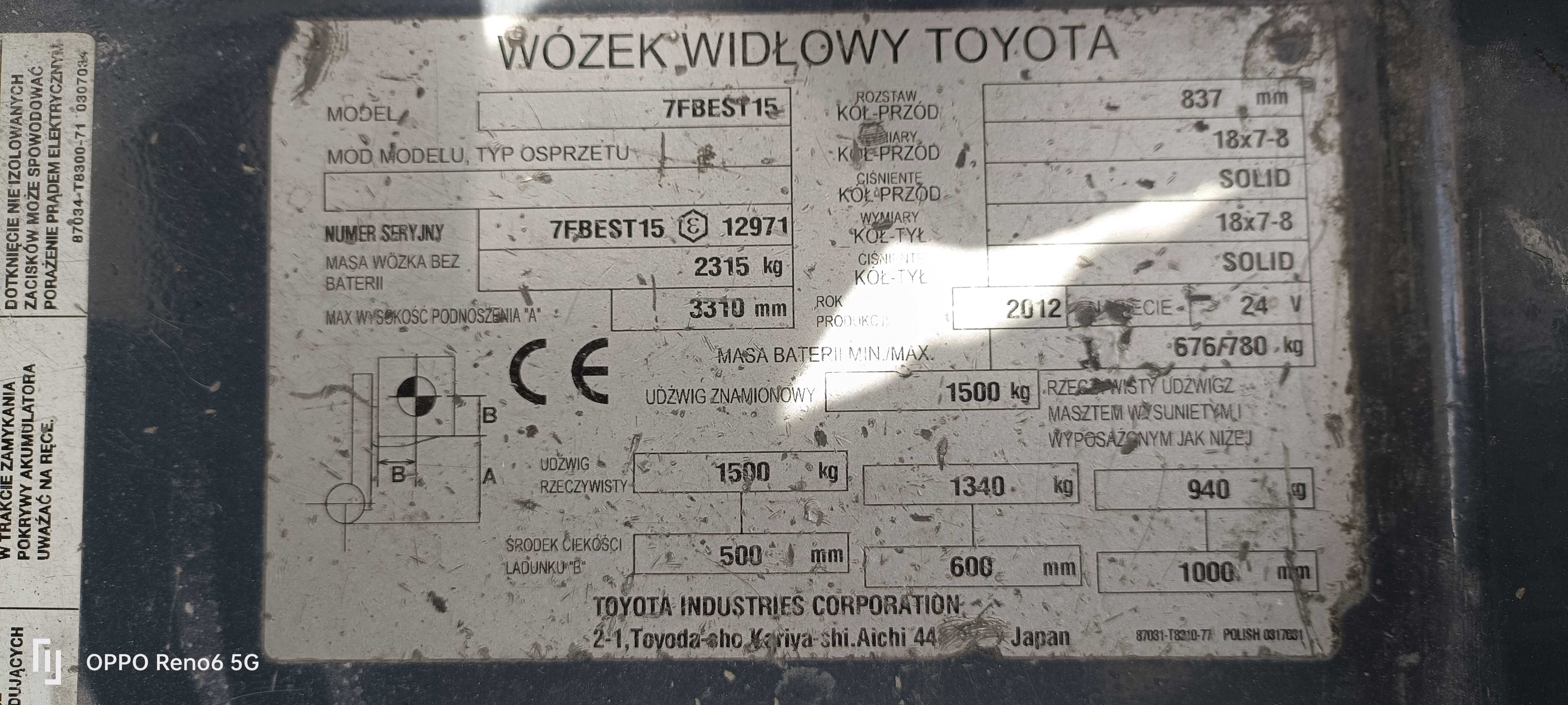 Elektryczny wózek widłowy Toyota Traigo 24/15