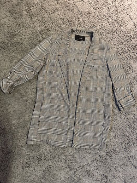 Dłuższa marynarka Stradivarius XS kratka dopasowana damska