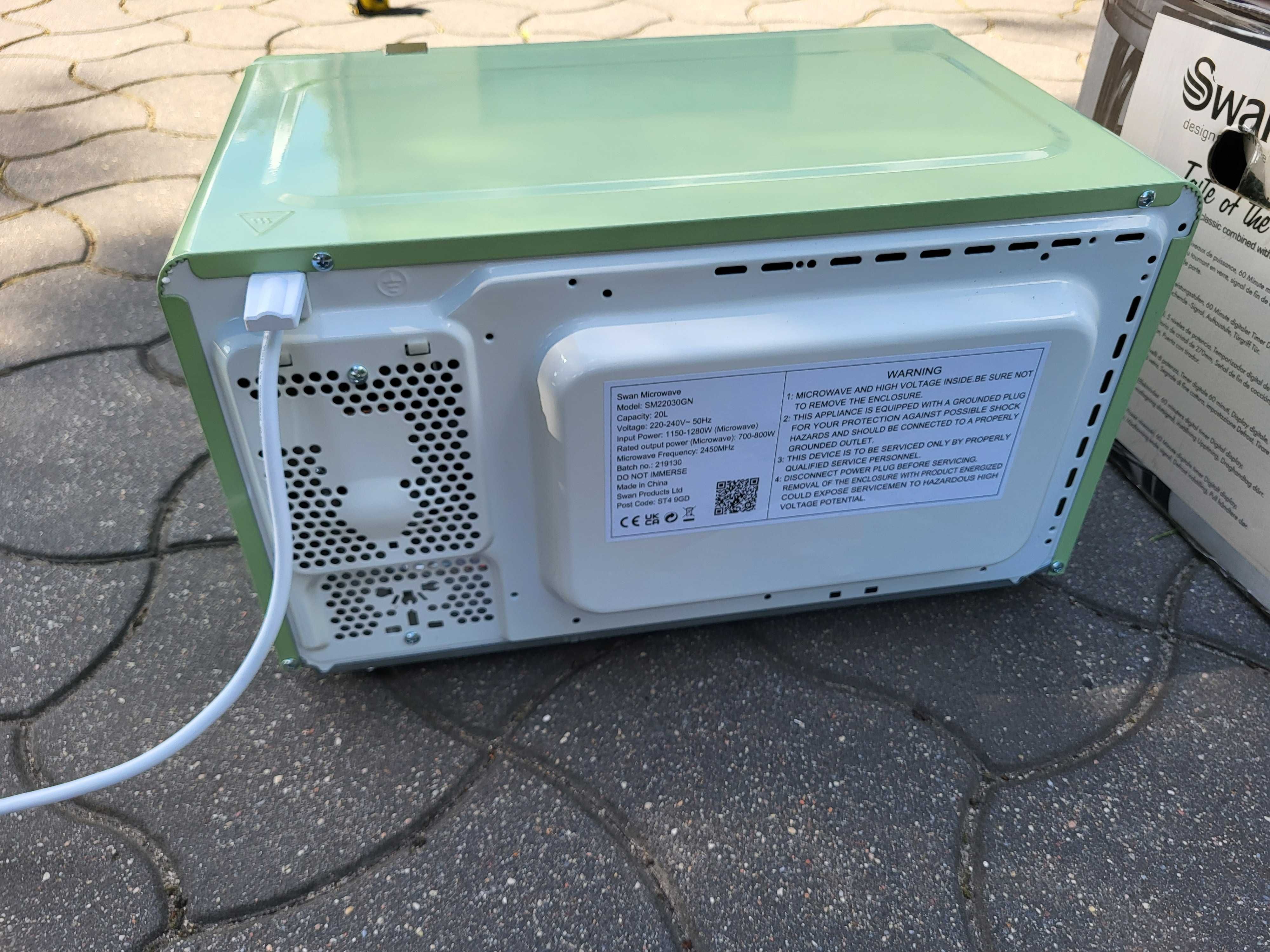 Nowa Cyfrowa kuchenka mikrofalowa Swan Retro LED 20L, 800W