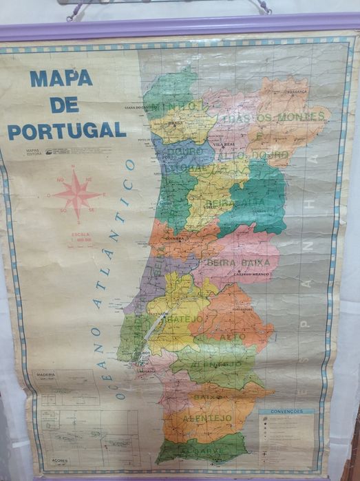 Antigo mapa escolar de Portugal