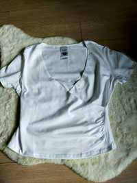 Biała koszulka dekold kopertowy rozmiar M