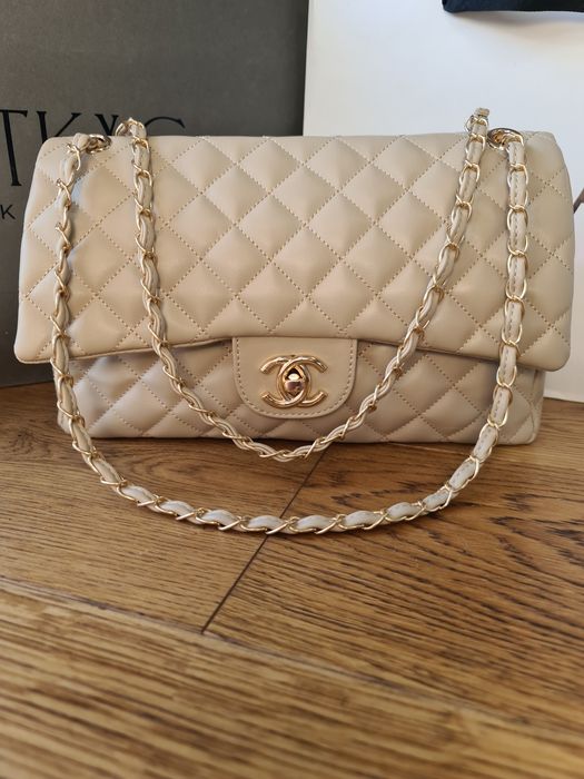 Classic Bag flap Chanel beige bezowa
