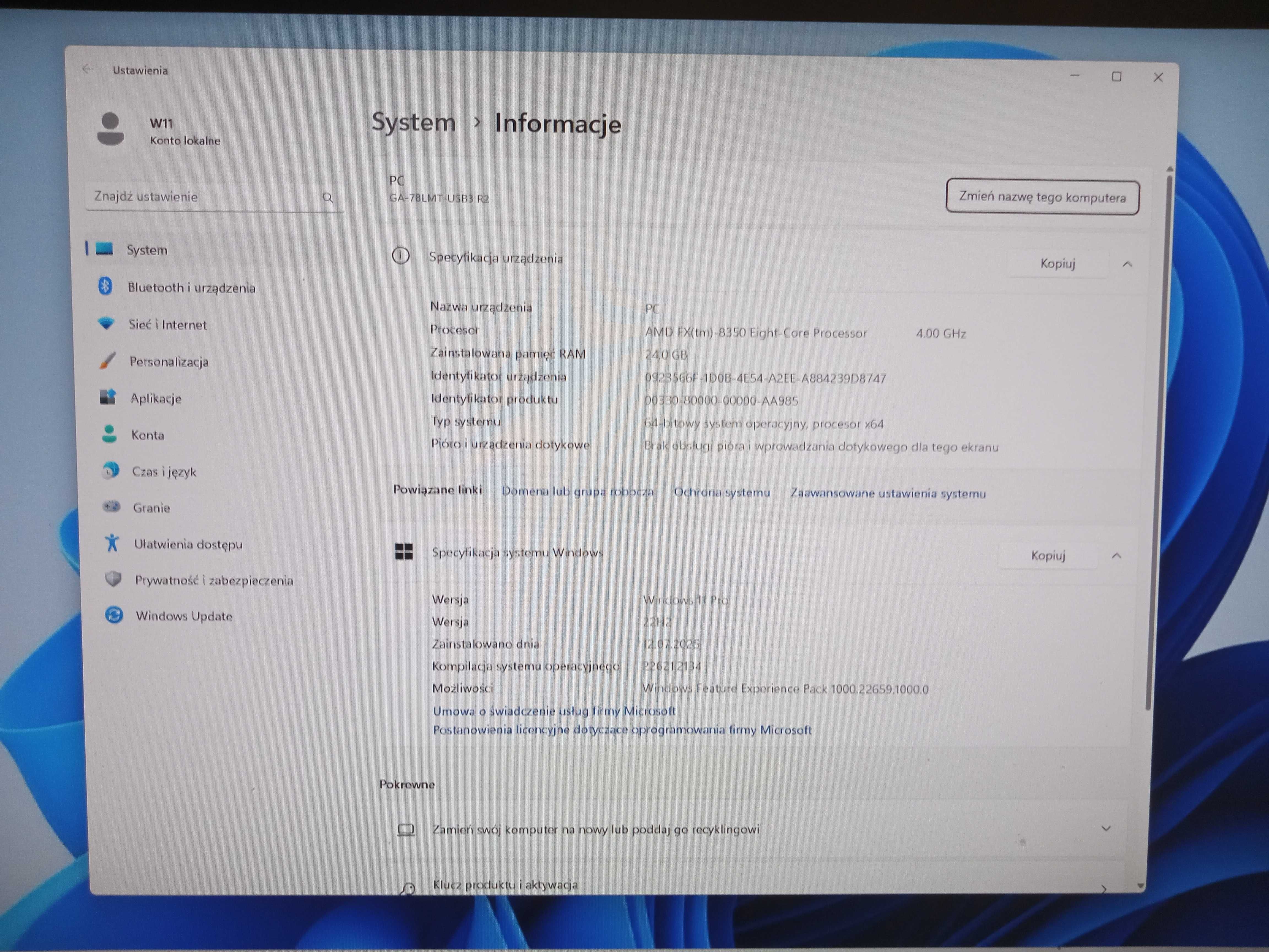 Komputer PC - AMD FX-8350 8x4.0GHz, 24GB RAM, GTX 1050Ti