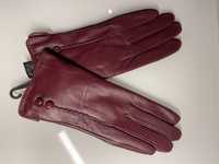 Rękawiczki nowe skóra wiśniowe