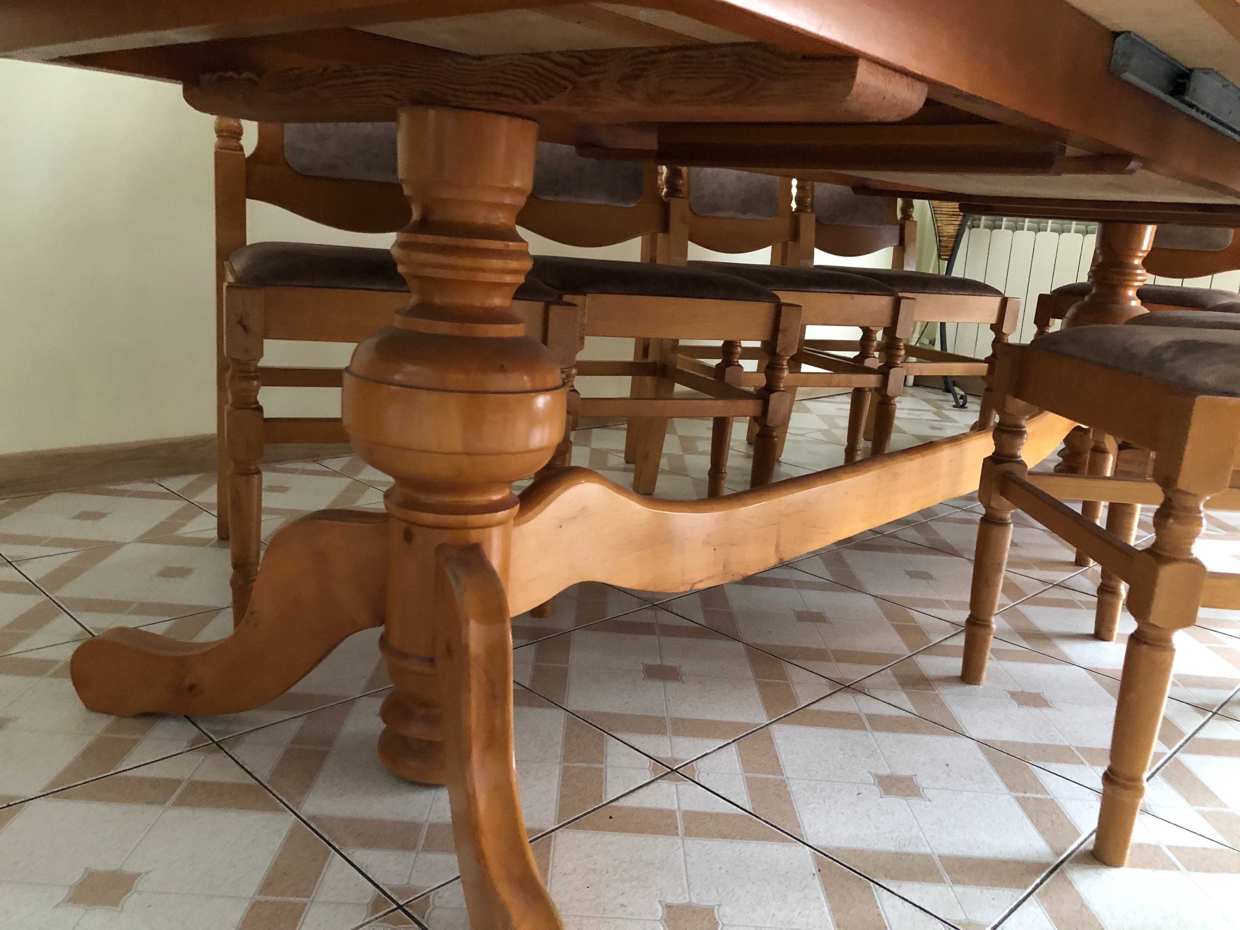 Drewniany stół klonowy 3m z krzesłami
