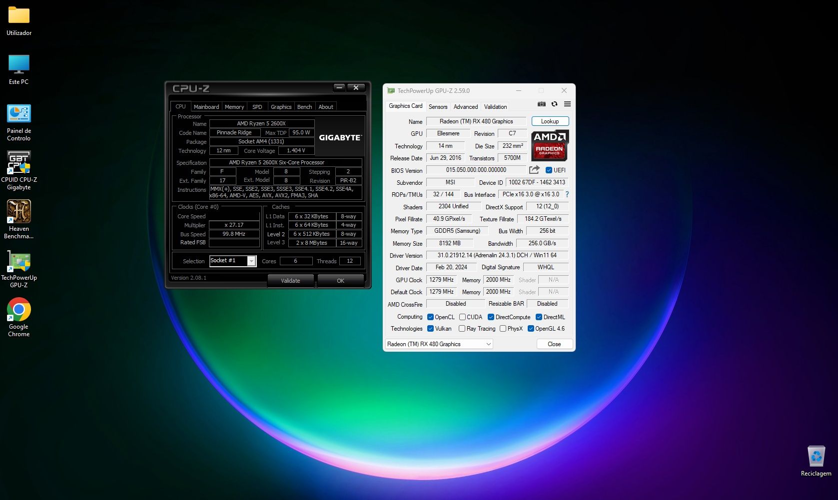 PC Gaming Ryzen 5 2600x /RX 480 8GB/ 16GB DDR4