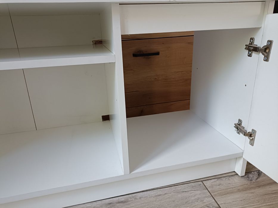 Szafka rtv biała, połysk, salon, 140cm