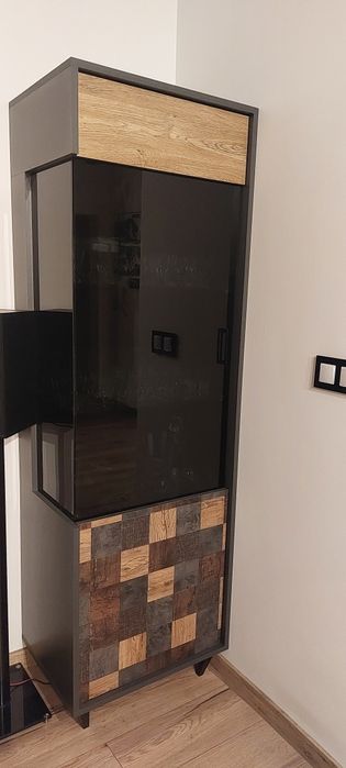 Witryna barek nowoczesna antracyt szklana
