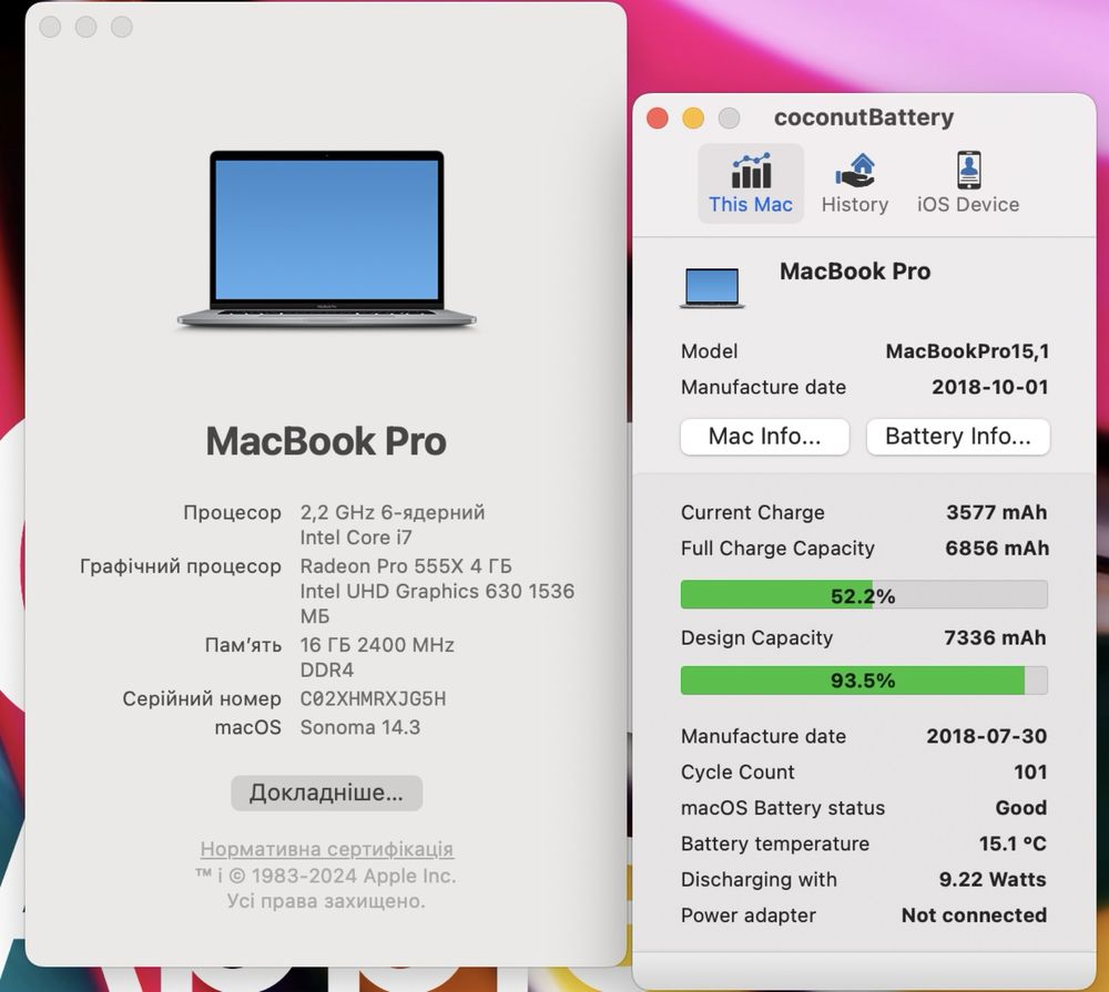 MacBook Pro 15 2018 i7 16GB | 256GB•ГАРАНТІЯ＞Київ Олімпійський #2989