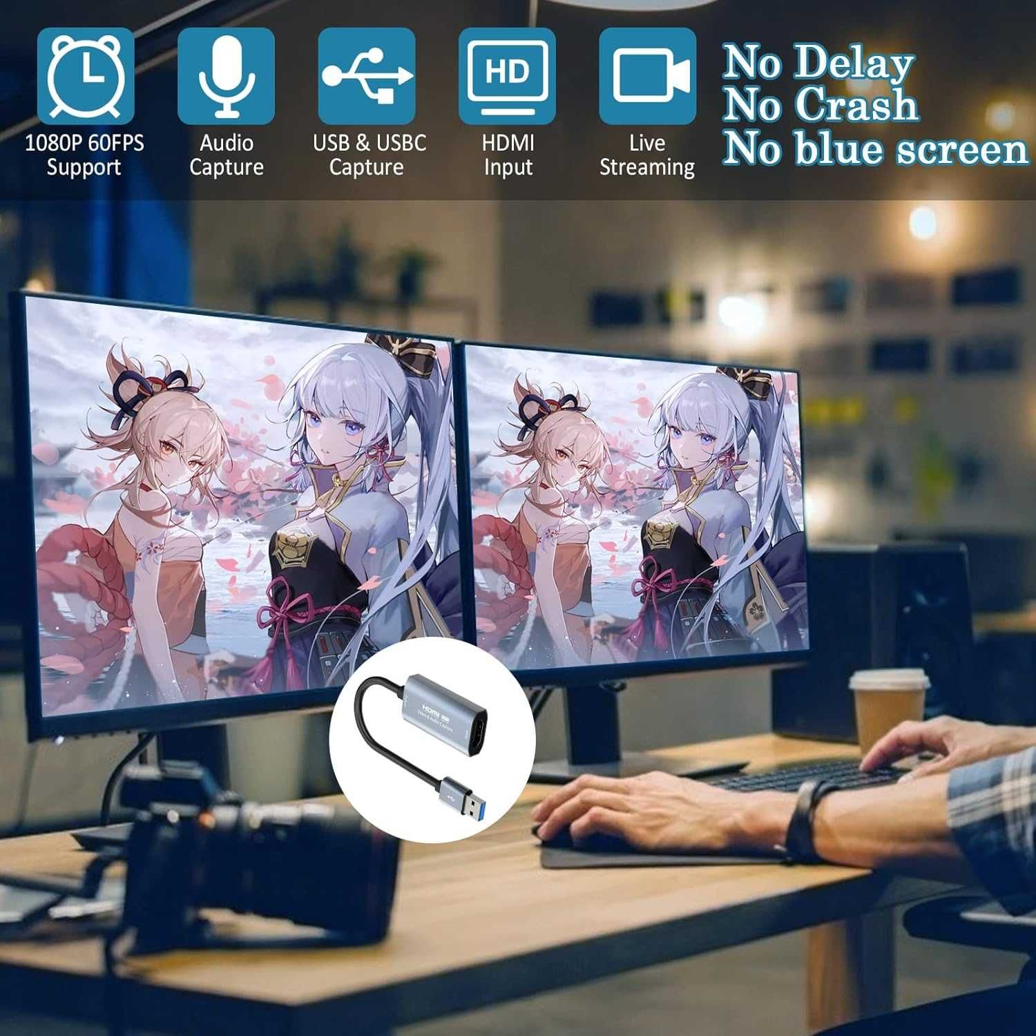 Adapter HDMI Do USB przechwytywanie wideo, 4K Video Audio Streaming