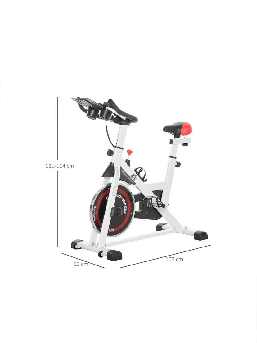 Bicicleta Estática HOMCOM Sela Ajustável (Branco - 103x53x105-117.5cm)