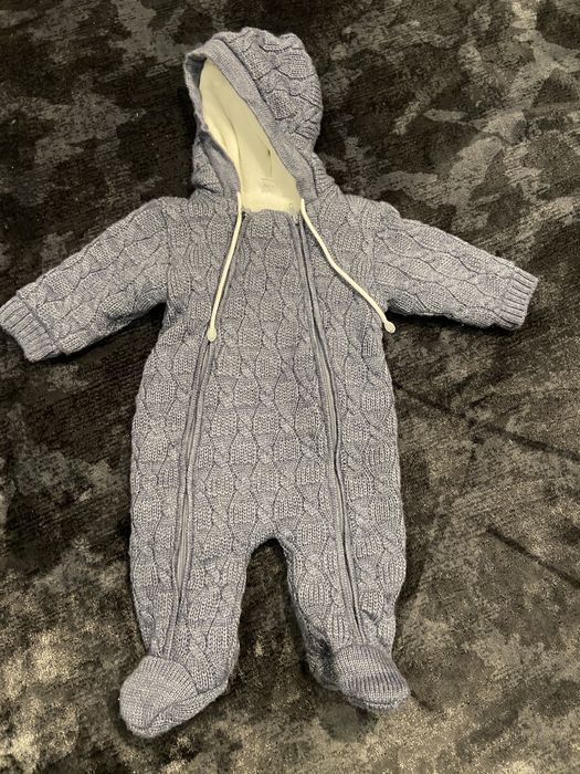 Комбинезон синий вязаный рост 68 теплый унисекс
