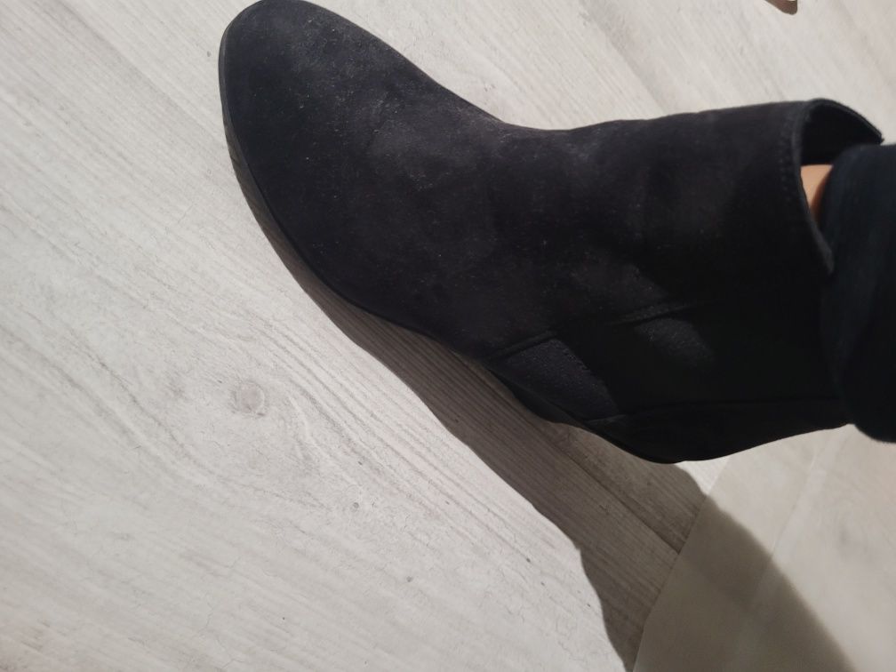 Czarne buty kozaki botki platforma koturny rozmiar 38