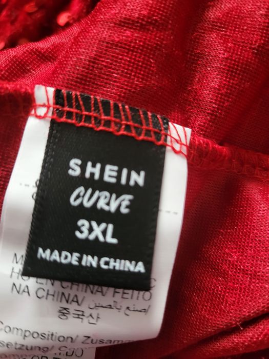 Czerwona welurkowa sukienka z cekinami 48-50, święta,  Andrzejki inne