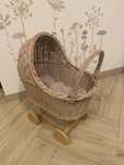 Wózek wiklinowy dla lalek/ dekoracja pokoiku boho